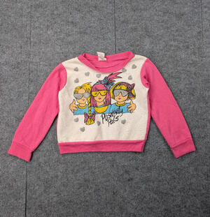 Vintage Sweatshirt Girls 5 Kids Positivity Pals 80s Novelty Girly Pink Novelty